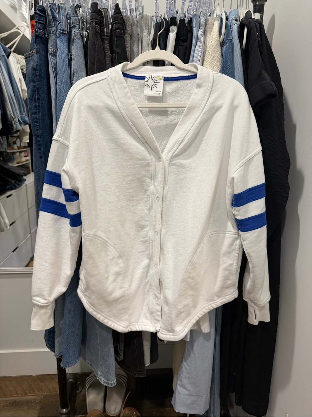 AERIE sporty throw-back longsleeve sweatshirt jacket top. sz xs